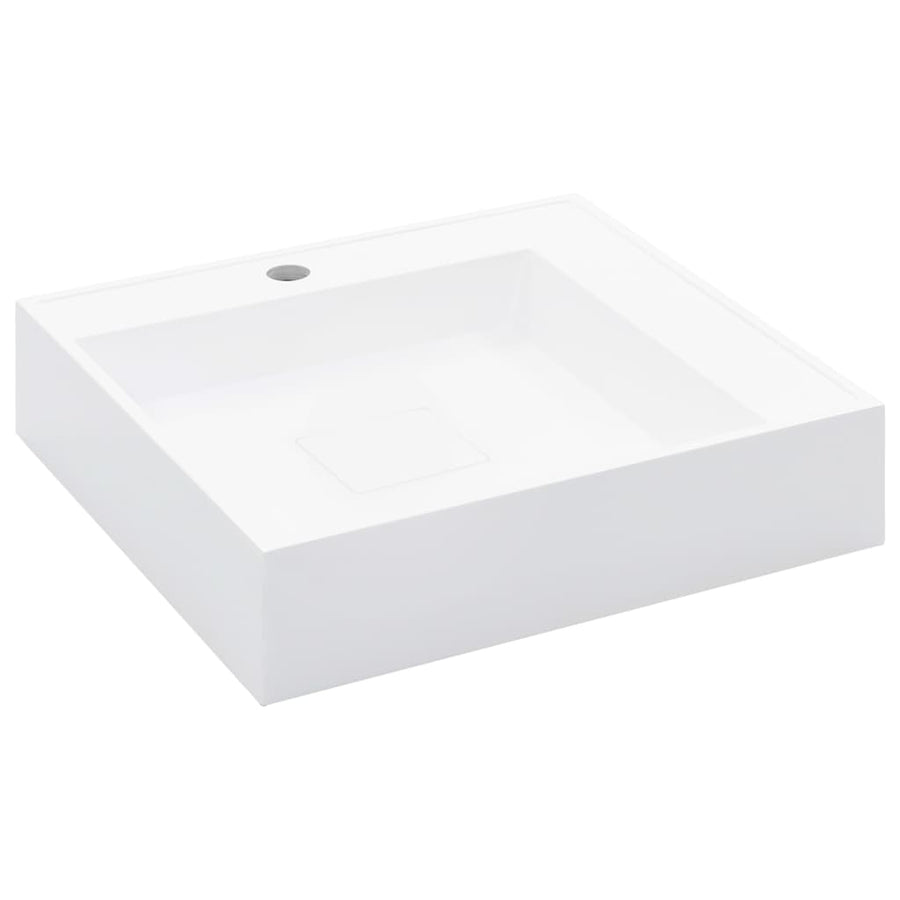 Wastafel 50x50x12,3 cm mineraal gegoten/marmer gegoten wit 50 x 50 x 12.3 cm