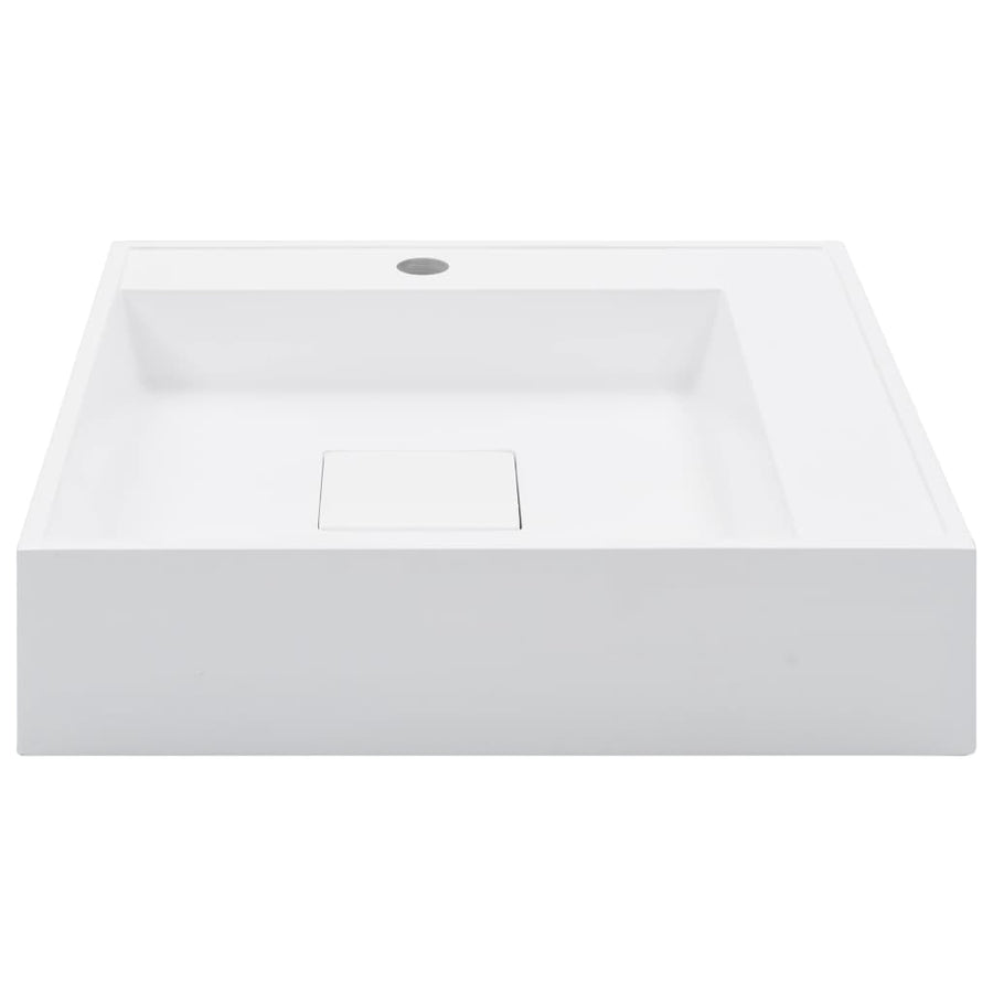 Wastafel 50x50x12,3 cm mineraal gegoten/marmer gegoten wit 50 x 50 x 12.3 cm