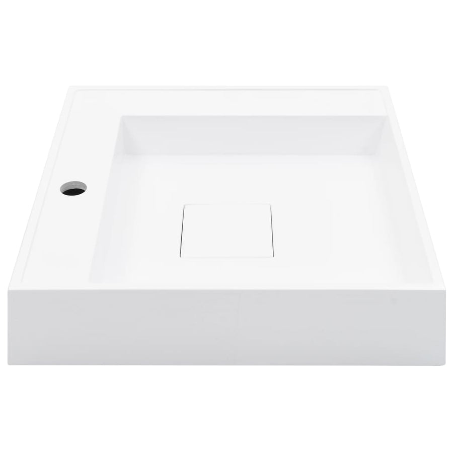 Wastafel 50x50x12,3 cm mineraal gegoten/marmer gegoten wit 50 x 50 x 12.3 cm