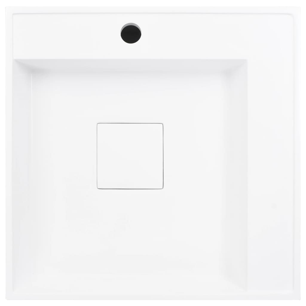 Wastafel 50x50x12,3 cm mineraal gegoten/marmer gegoten wit 50 x 50 x 12.3 cm