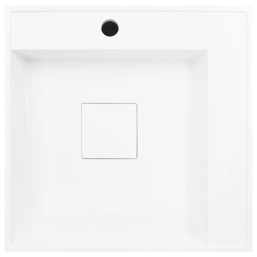 Wastafel 50x50x12,3 cm mineraal gegoten/marmer gegoten wit 50 x 50 x 12.3 cm