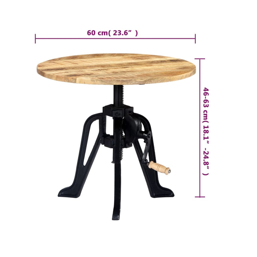 Bijzettafel 60X(46-63) Cm En Gietijzer 46-63 cm massief mangohout