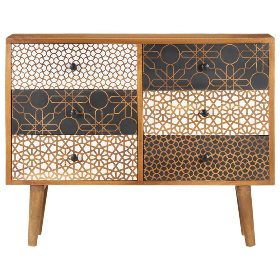Dressoir Met Geprint Patroon Massief Mangohout 90 x 30 x 70 cm