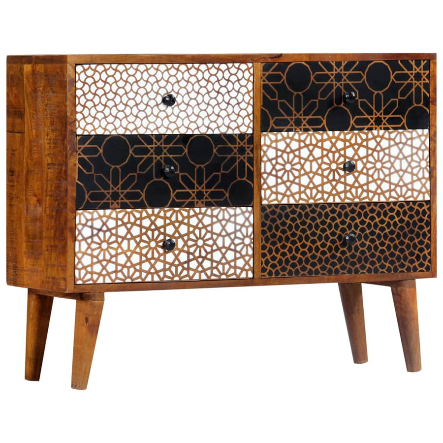 Dressoir Met Geprint Patroon Massief Mangohout 90 x 30 x 70 cm