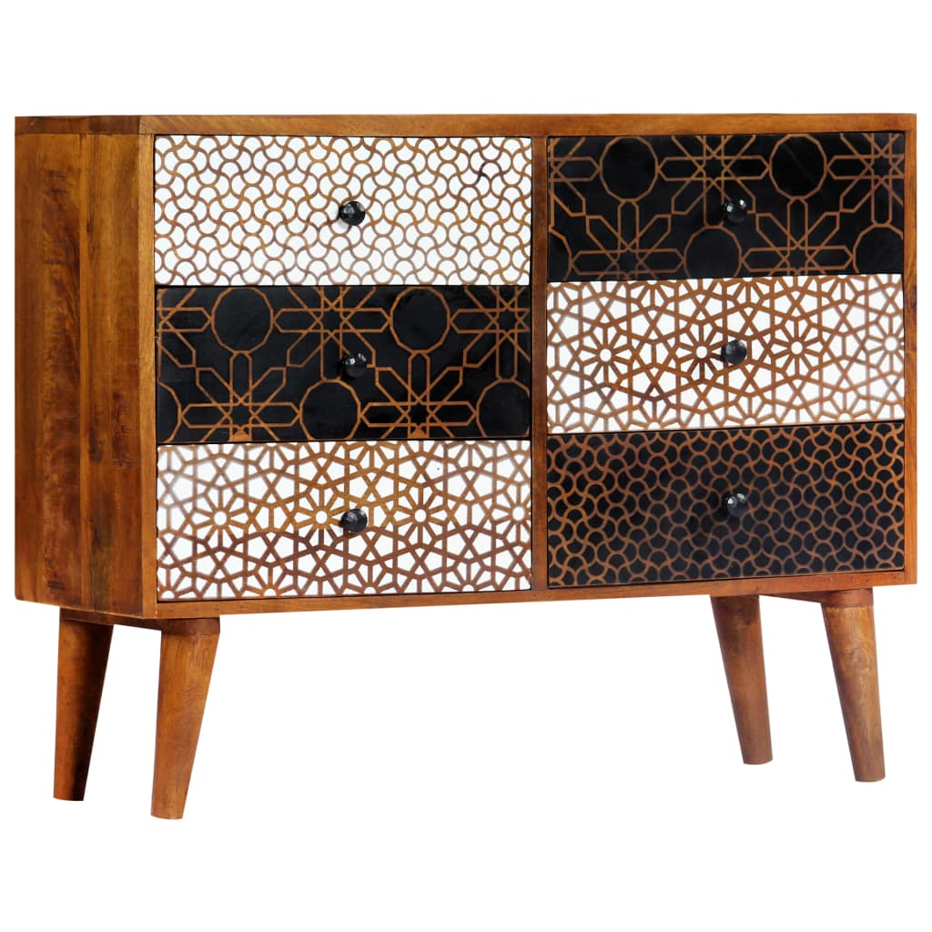 Dressoir Met Geprint Patroon Massief Mangohout 90 x 30 x 70 cm