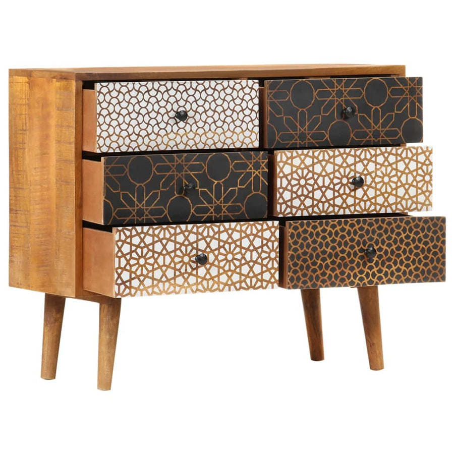 Dressoir Met Geprint Patroon Massief Mangohout 90 x 30 x 70 cm