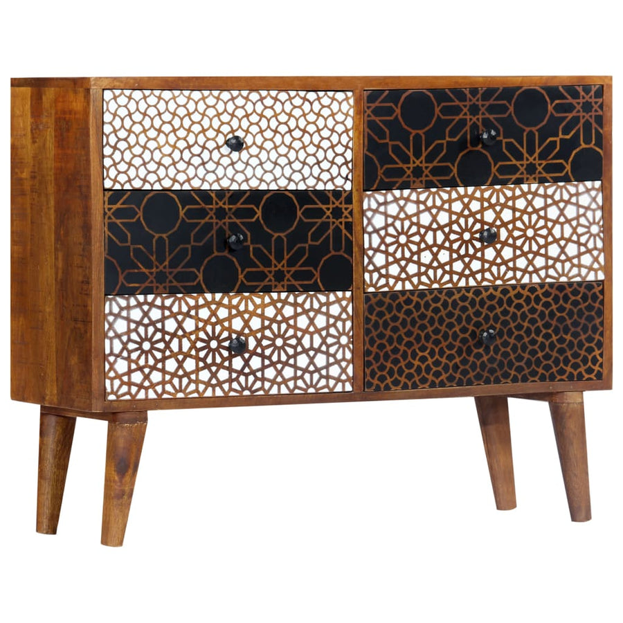 Dressoir Met Geprint Patroon Massief Mangohout 90 x 30 x 70 cm