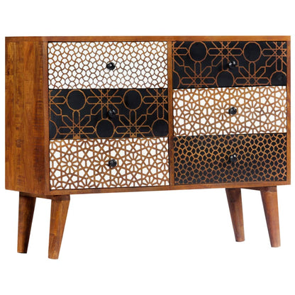 Dressoir Met Geprint Patroon Massief Mangohout 90 x 30 x 70 cm