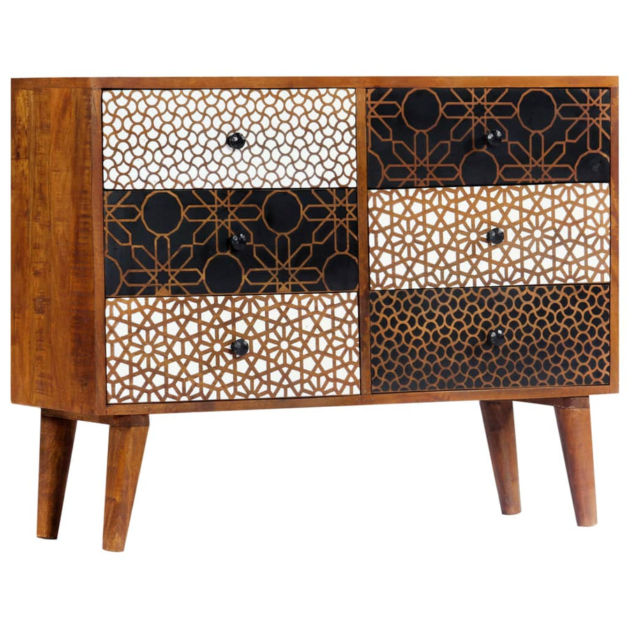 Dressoir Met Geprint Patroon Massief Mangohout 90 x 30 x 70 cm