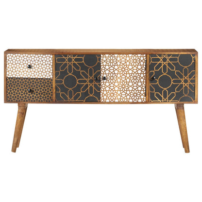 Dressoir Met Geprint Patroon Massief Mangohout 130 x 30 x 70 cm