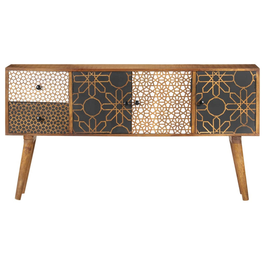 Dressoir Met Geprint Patroon Massief Mangohout 130 x 30 x 70 cm
