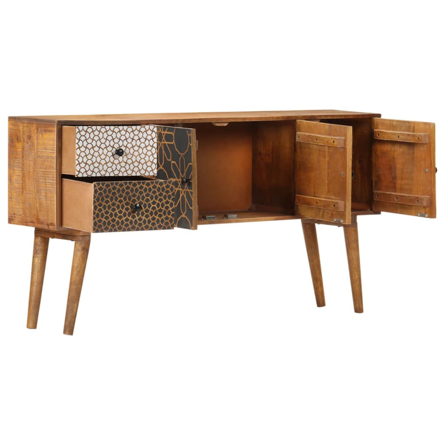 Dressoir Met Geprint Patroon Massief Mangohout 130 x 30 x 70 cm