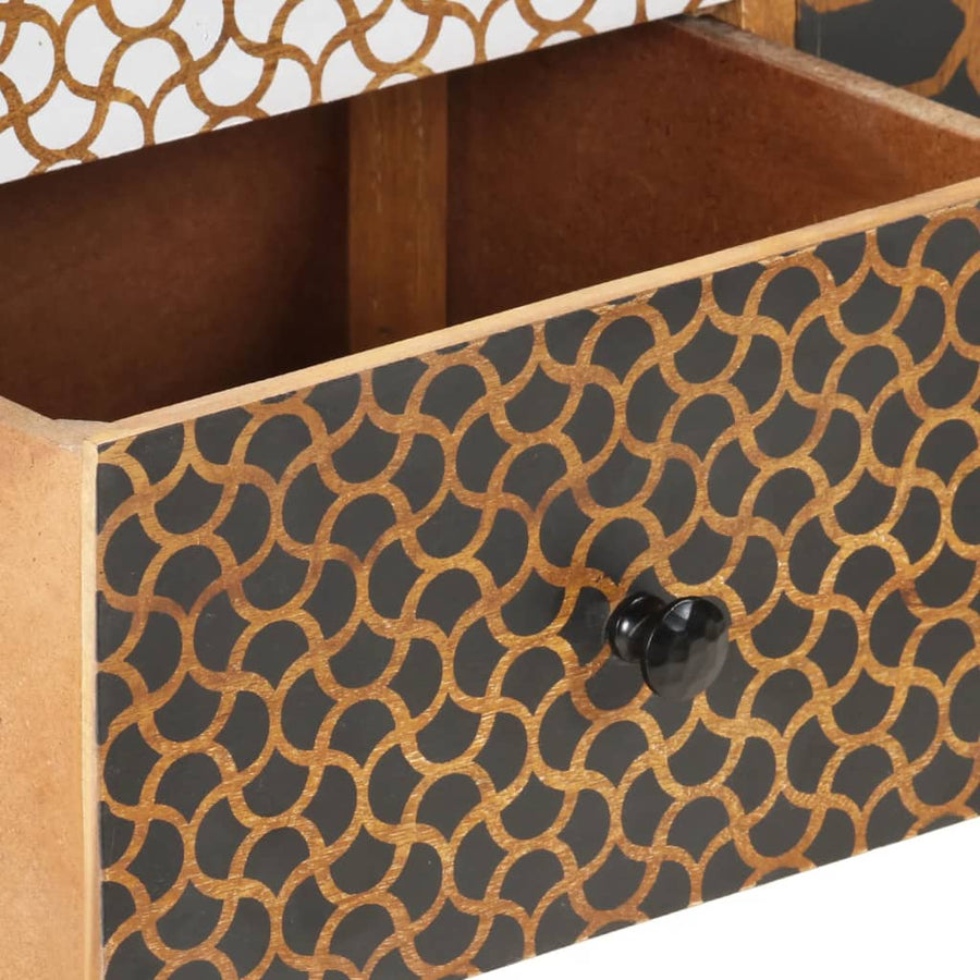 Dressoir Met Geprint Patroon Massief Mangohout 130 x 30 x 70 cm