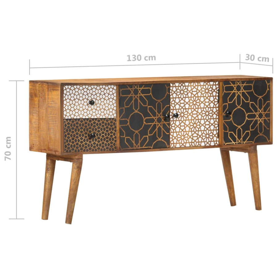 Dressoir Met Geprint Patroon Massief Mangohout 130 x 30 x 70 cm