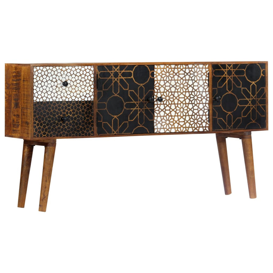 Dressoir Met Geprint Patroon Massief Mangohout 130 x 30 x 70 cm