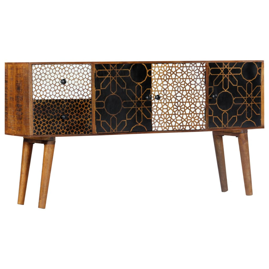 Dressoir Met Geprint Patroon Massief Mangohout 130 x 30 x 70 cm