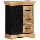 Dressoir 60x30x75 cm massief mangohout zwart metaal