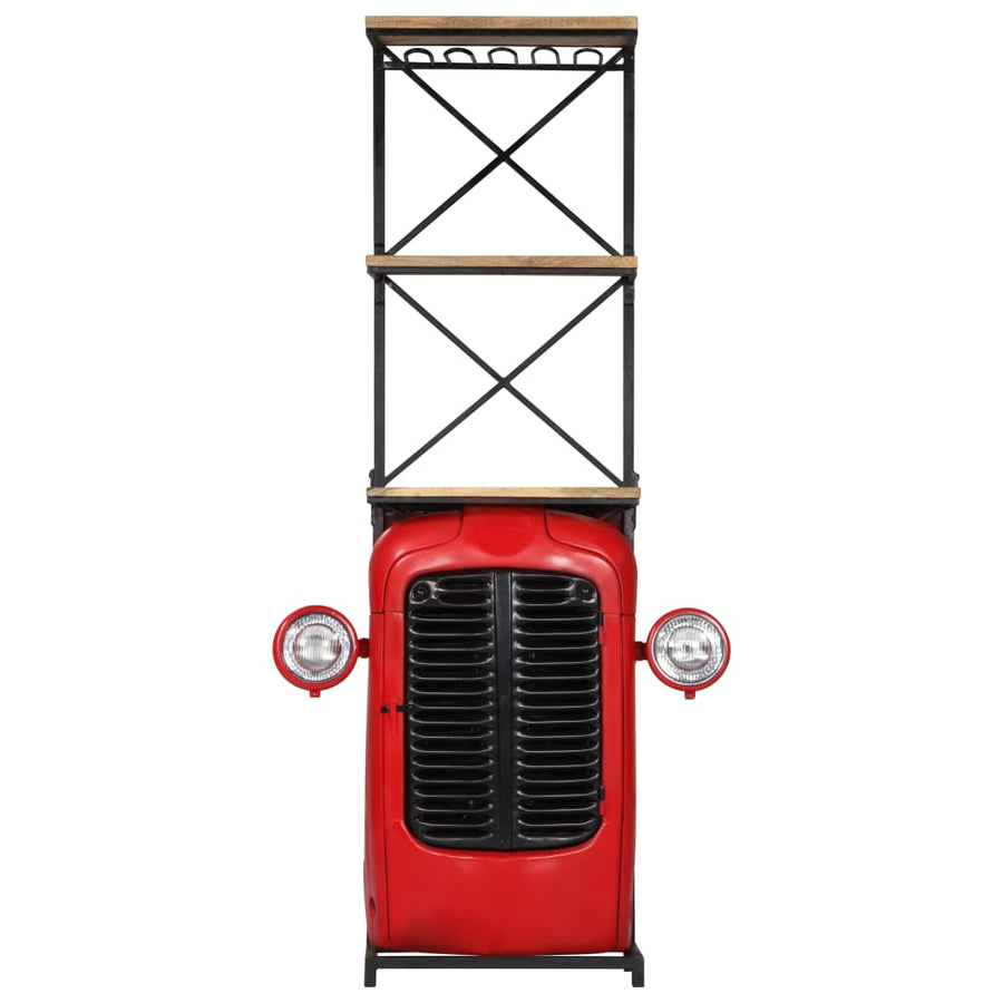 Wijnkast Tractor 49X31X172 Cm Massief Mangohout Rood