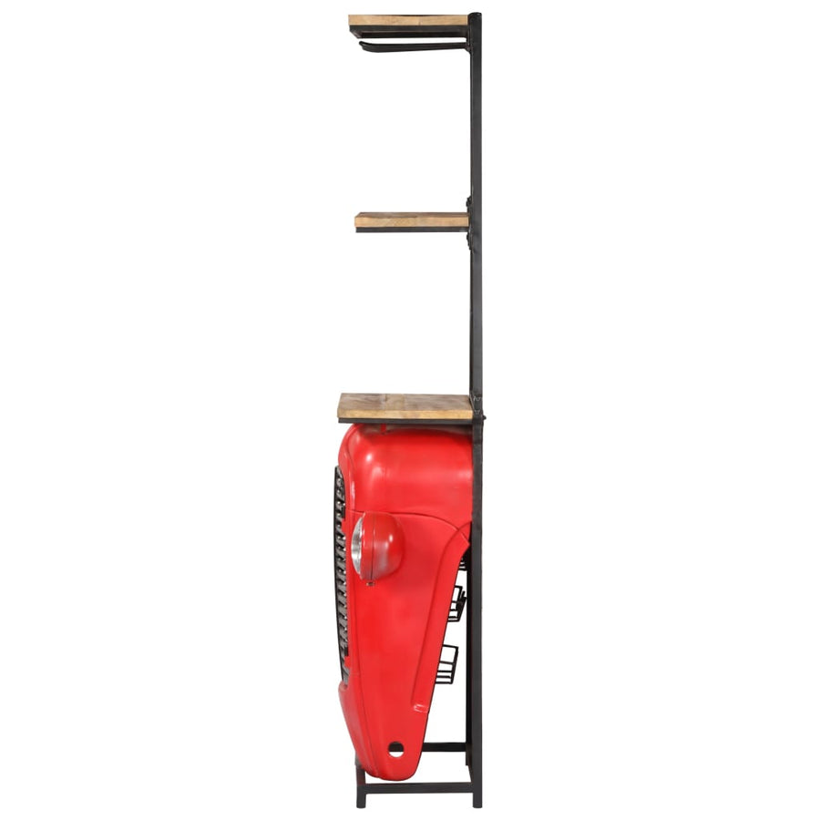 Wijnkast Tractor 49X31X172 Cm Massief Mangohout Rood