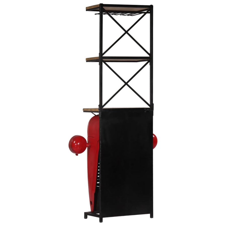 Wijnkast Tractor 49X31X172 Cm Massief Mangohout Rood
