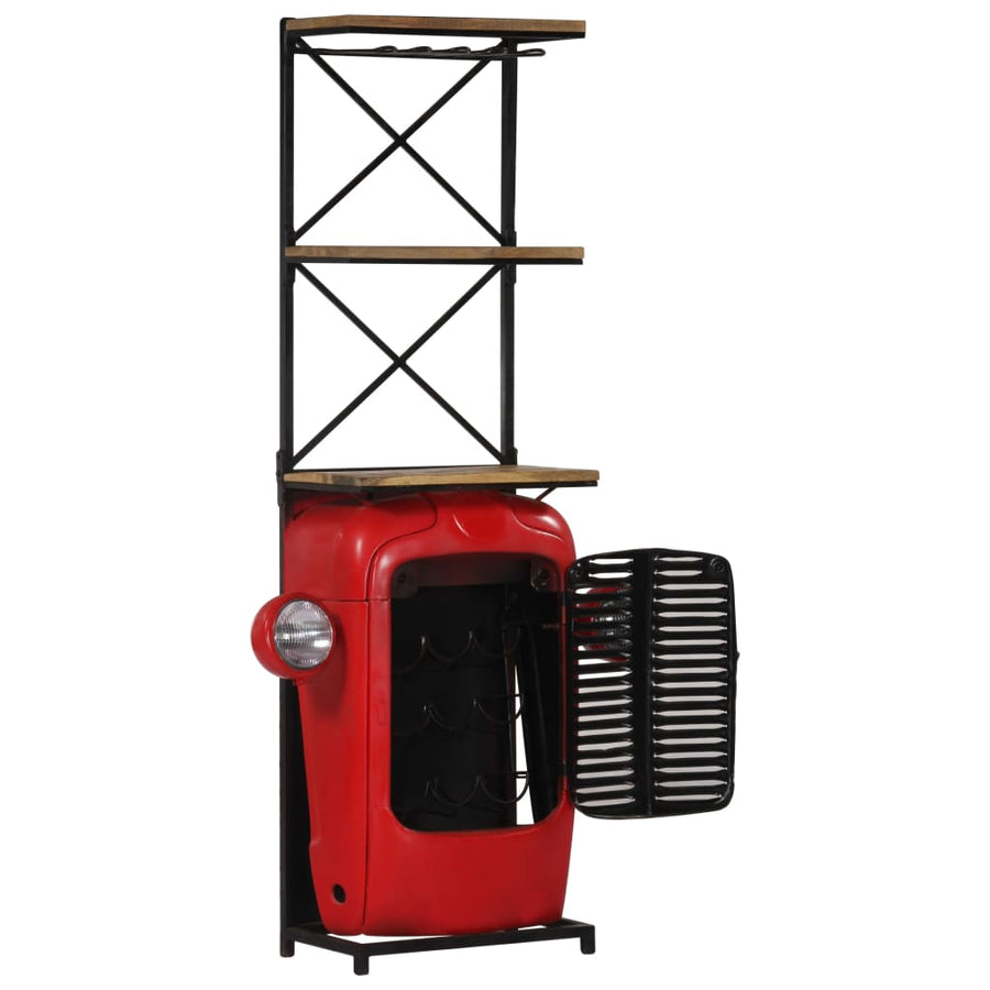 Wijnkast Tractor 49X31X172 Cm Massief Mangohout Rood