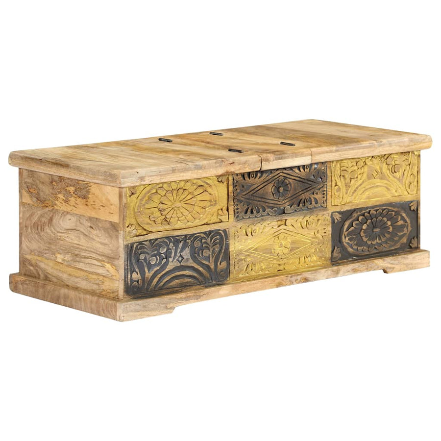 Salontafel 100X50X35 Cm Massief Mangohout Zwart En Crème