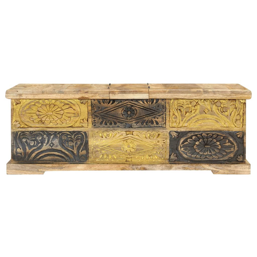 Salontafel 100X50X35 Cm Massief Mangohout Zwart En Crème