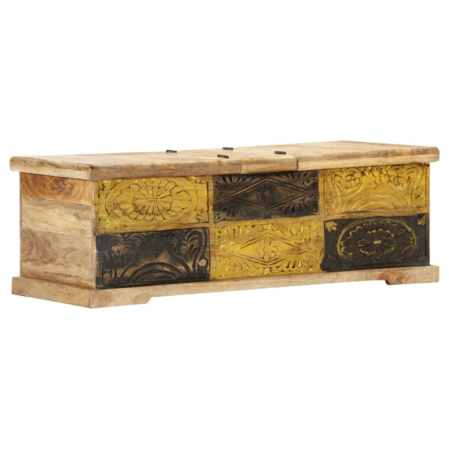 Salontafel 100X50X35 Cm Massief Mangohout Zwart En Crème
