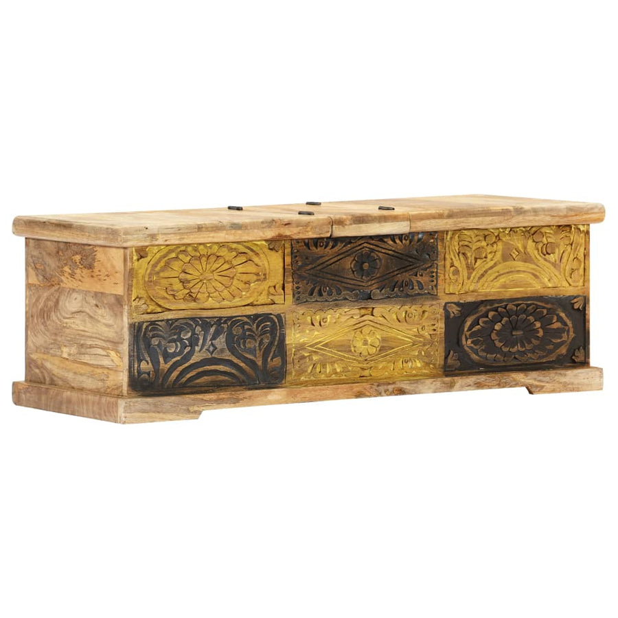 Salontafel 100X50X35 Cm Massief Mangohout Zwart En Crème