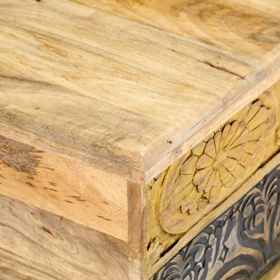 Salontafel 100X50X35 Cm Massief Mangohout Zwart En Crème