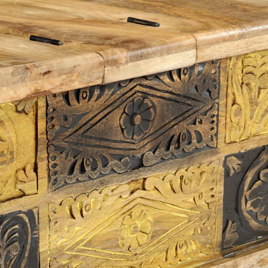 Salontafel 100X50X35 Cm Massief Mangohout Zwart En Crème