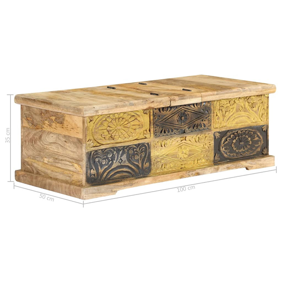 Salontafel 100X50X35 Cm Massief Mangohout Zwart En Crème