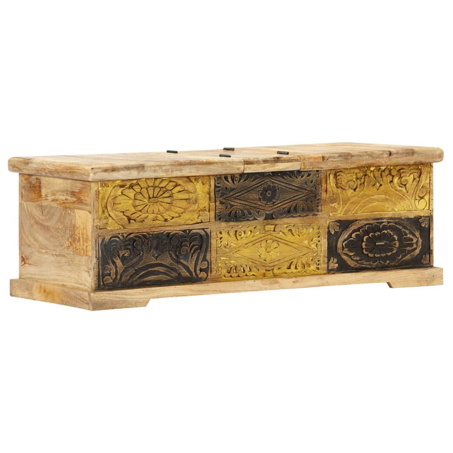Salontafel 100X50X35 Cm Massief Mangohout Zwart En Crème