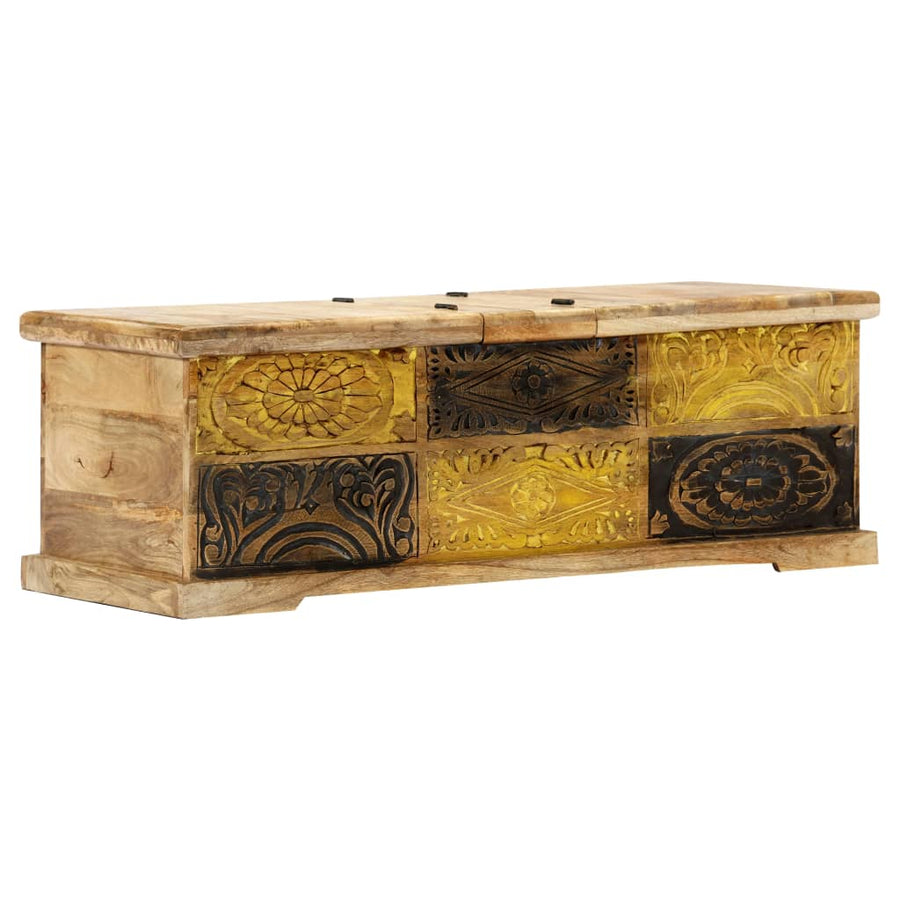 Salontafel 100X50X35 Cm Massief Mangohout Zwart En Crème