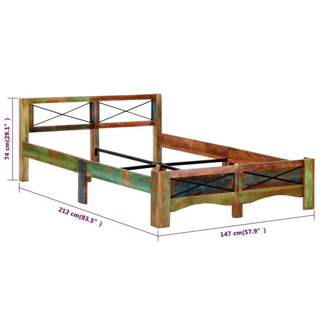 Bedframe Massief Gerecycled Hout 140 x 200 cm