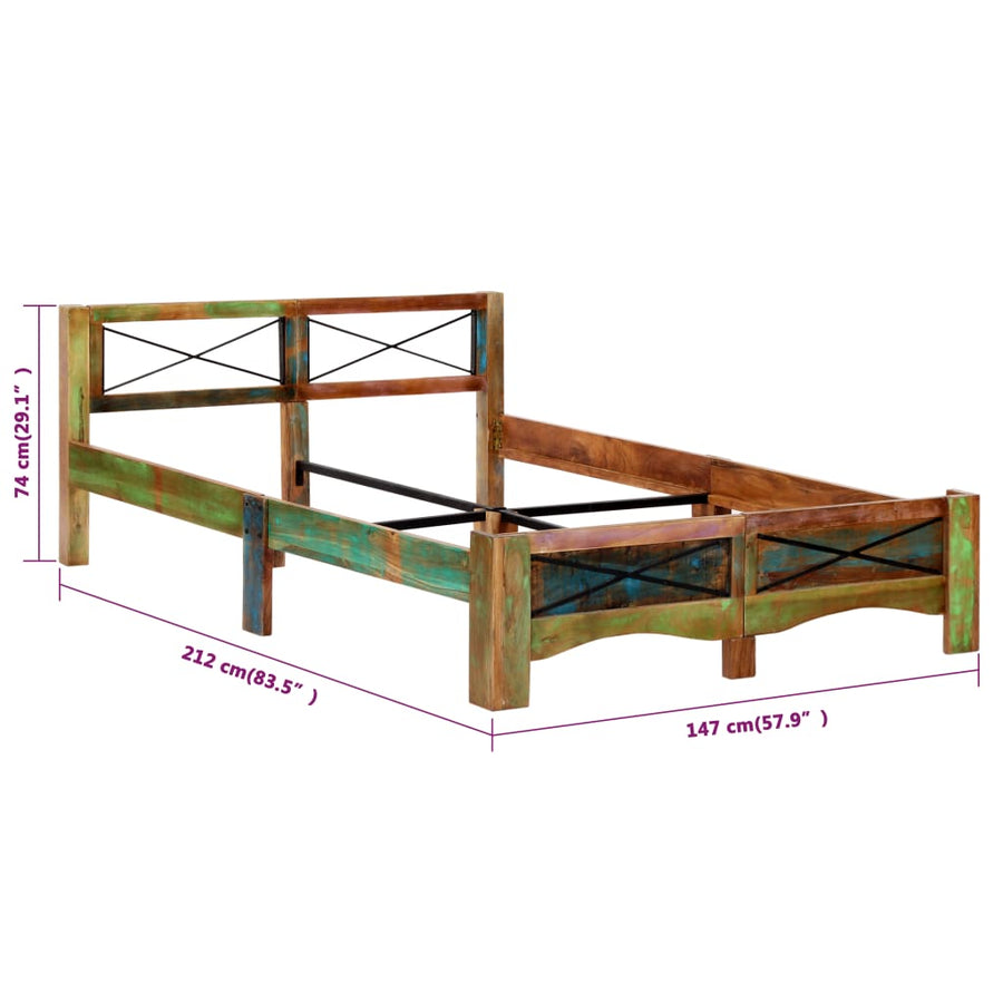 Bedframe Massief Gerecycled Hout 140 x 200 cm
