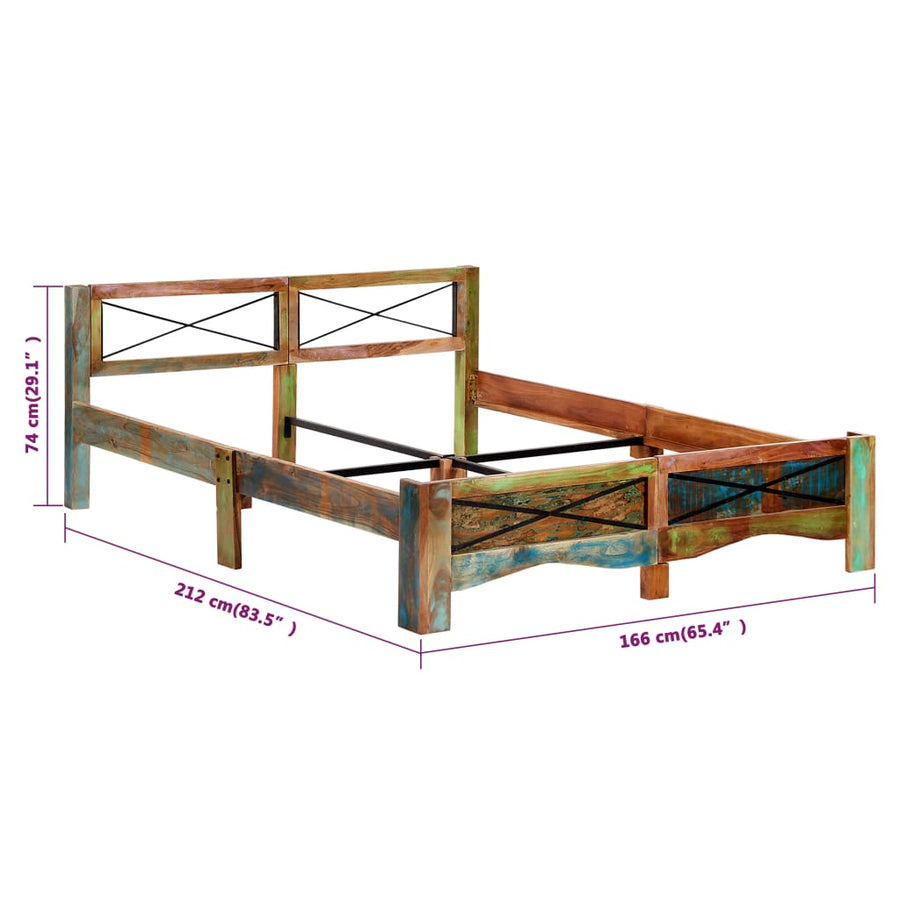 Bedframe massief gerecycled hout 160x200 cm 160 x 200 cm