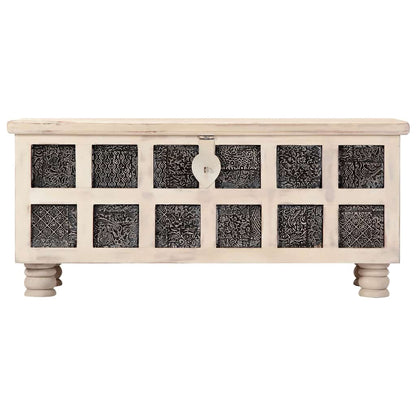 Opbergkist 110x40x45 cm massief acaciahout wit