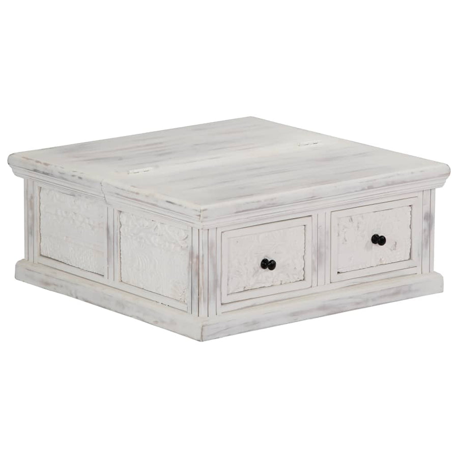 Salontafel 70X70X30 Cm Massief Mangohout Wit