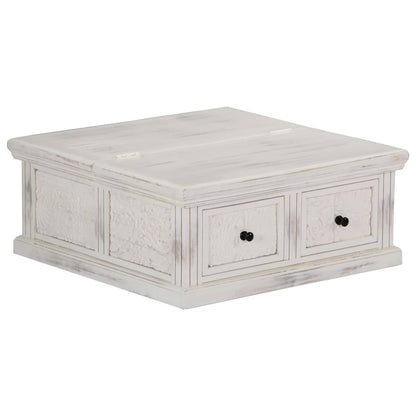 Salontafel 70X70X30 Cm Massief Mangohout Wit
