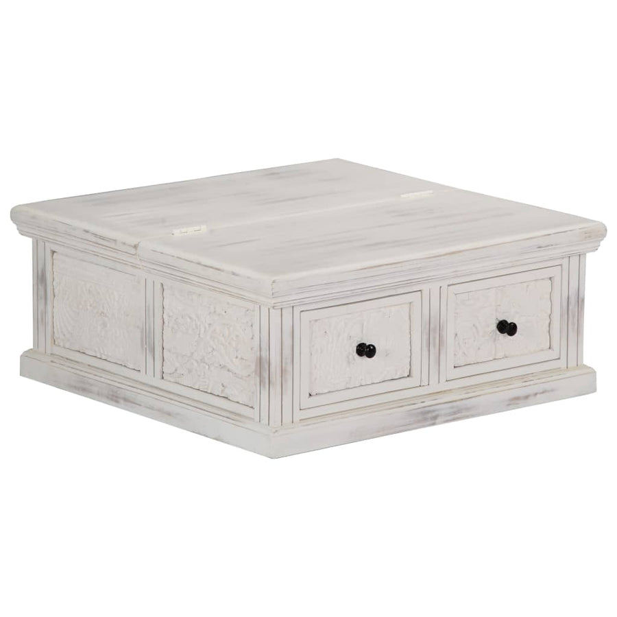 Salontafel 70X70X30 Cm Massief Mangohout Wit