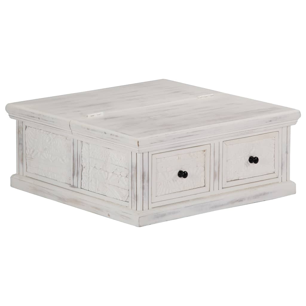 Salontafel 70X70X30 Cm Massief Mangohout Wit