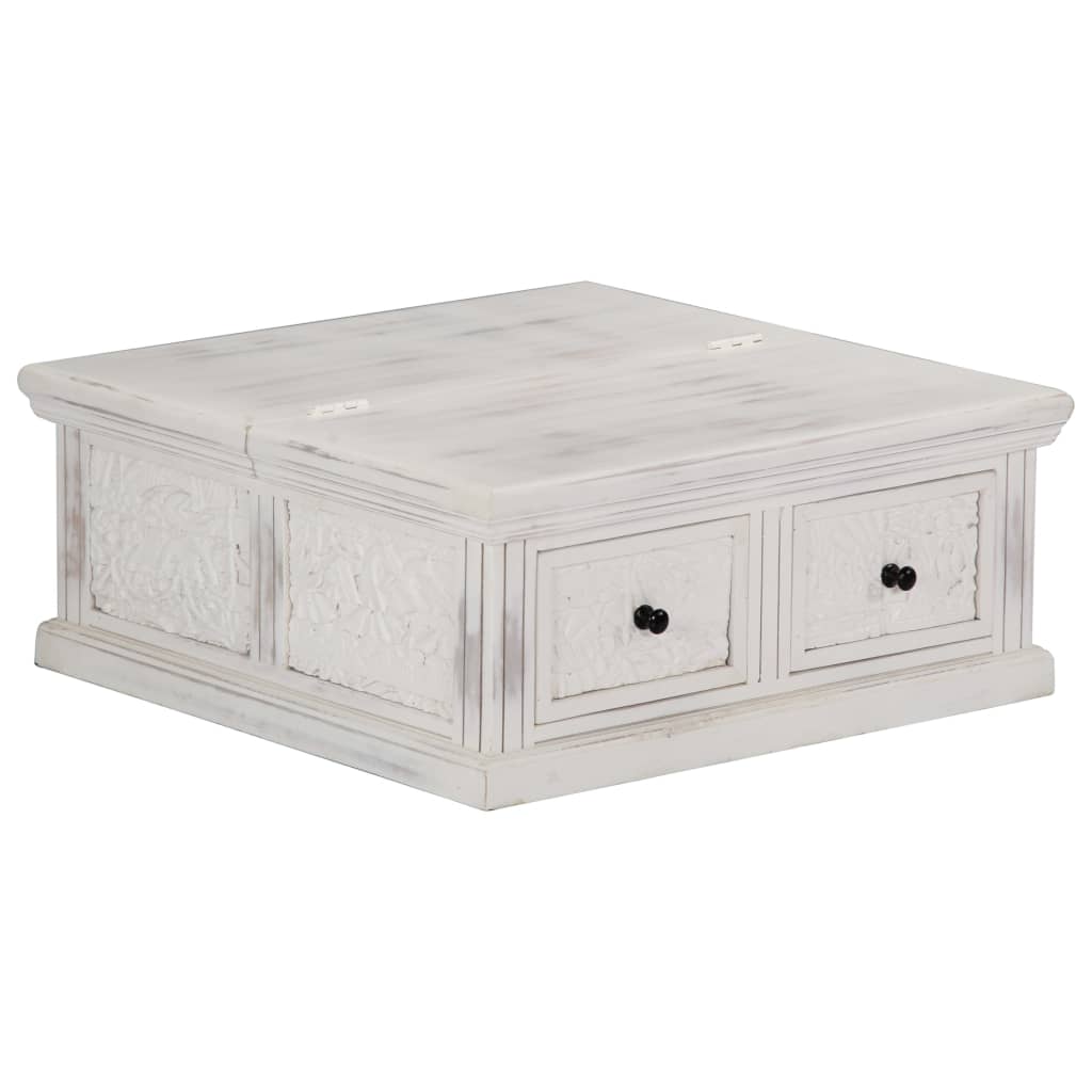 Salontafel 70X70X30 Cm Massief Mangohout Wit