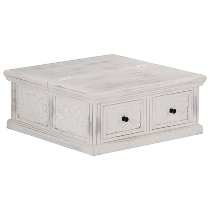 Salontafel 70X70X30 Cm Massief Mangohout Wit