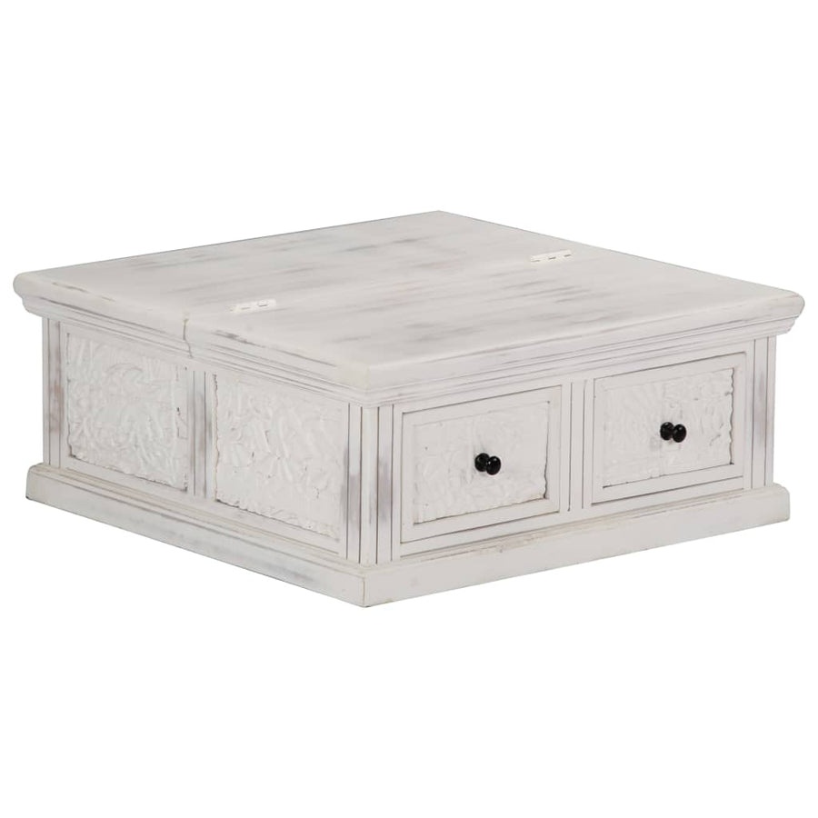 Salontafel 70X70X30 Cm Massief Mangohout Wit