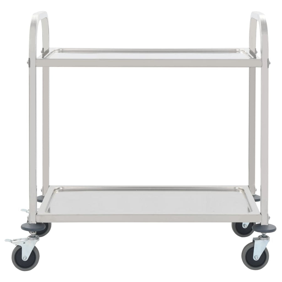 Keukentrolley 2-Laags 96,5X55X90 Cm Roestvrij Staal 96.5 x 55 x 90 cm (2 tiers)