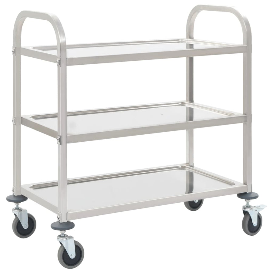Keukentrolley 3-Laags 96,5X55X90 Cm Roestvrij Staal 96.5 x 55 x 90 cm (3 tiers)