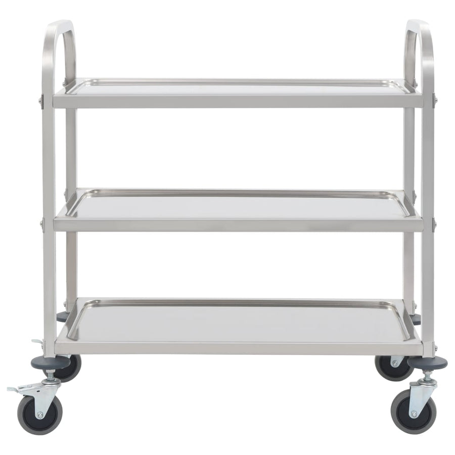 Keukentrolley 3-Laags 95X45X83,5 Cm Roestvrij Staal 95 x 45 x 83.5 cm (3 tiers)