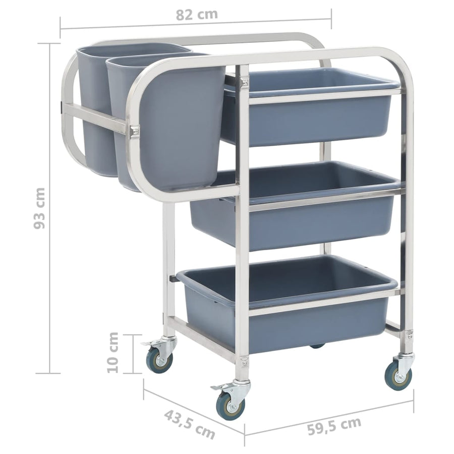 Keukenwagen met kunststof containers 82x43,5x93 cm