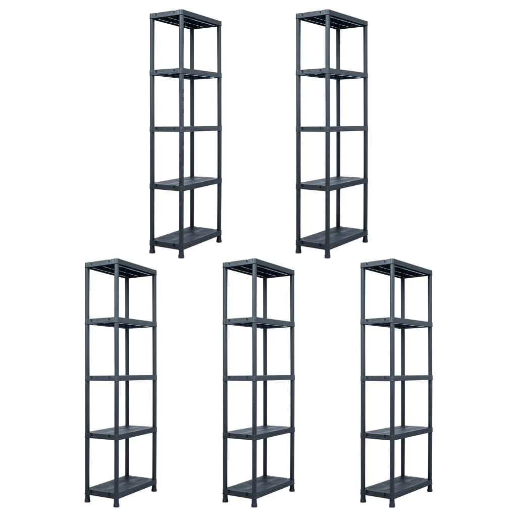 Opbergrekken 5 St 125 Kg Kunststof Zwart 60 x 30 x 180 cm
